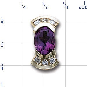 AC537 14K HALF BEZEL AMETHYST & CHANNEL DIAMOND SLIDE 